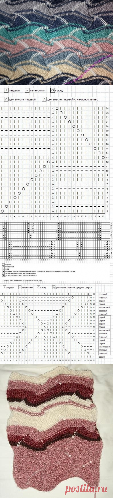 Узоры Миссони. Узоры спицами. Схемы.