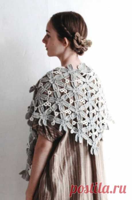 Цветочная шаль крючком 
Японские журналы по вязанию
#вязалкиндом_шаль_крючком