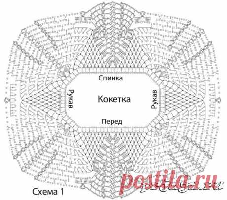 Кофточка с круглой кокеткой