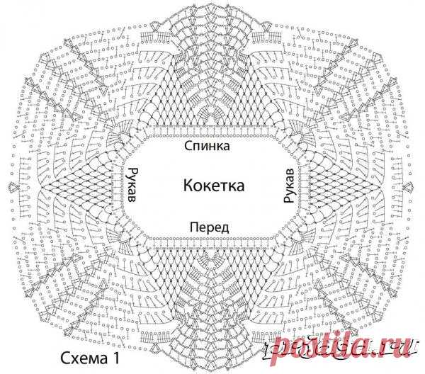 Кофточка с круглой кокеткой