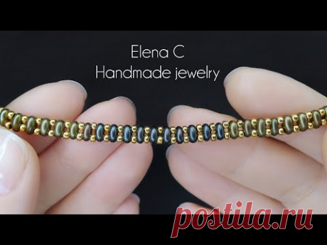 Easy Beaded Bracelet Tutorial Handmade Jewelry Простой Браслет из бисера и бусин DUO своими руками
