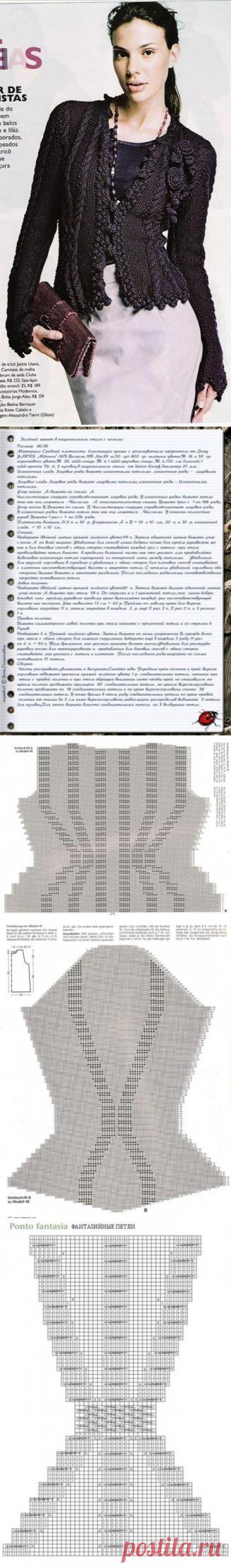 Невероятно женственный жакет с описанием и схемами. Очень красиво