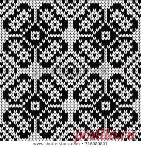 Knitted Seamless Pattern Geometric Flowers Vector de stock (libre de regalías)716080801; Shutterstock
