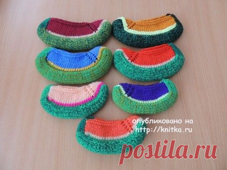 Вязаные тапочки спицами. Работы Lana, Вязание для детей