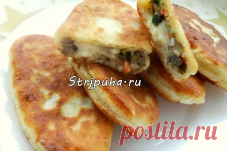 Пирожки из творожного теста с мясом, сыром и грибами — Домашняя кулинария