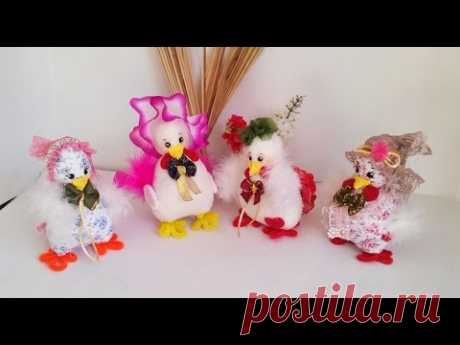 32 gallina navidad en tela.Курица из ткани для новогодних праздников