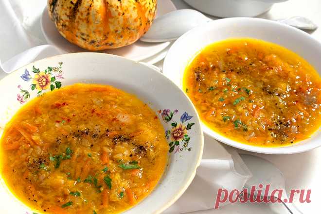 Веганский суп с тыквой и чечевицей — Кулинарные рецепты с фото