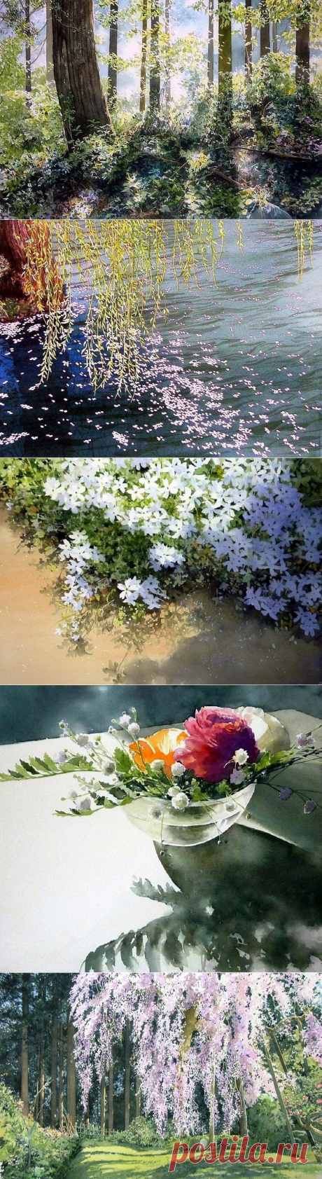 Жду Весны, словно сказки чудесной. Акварели Abe Toshiyuki.