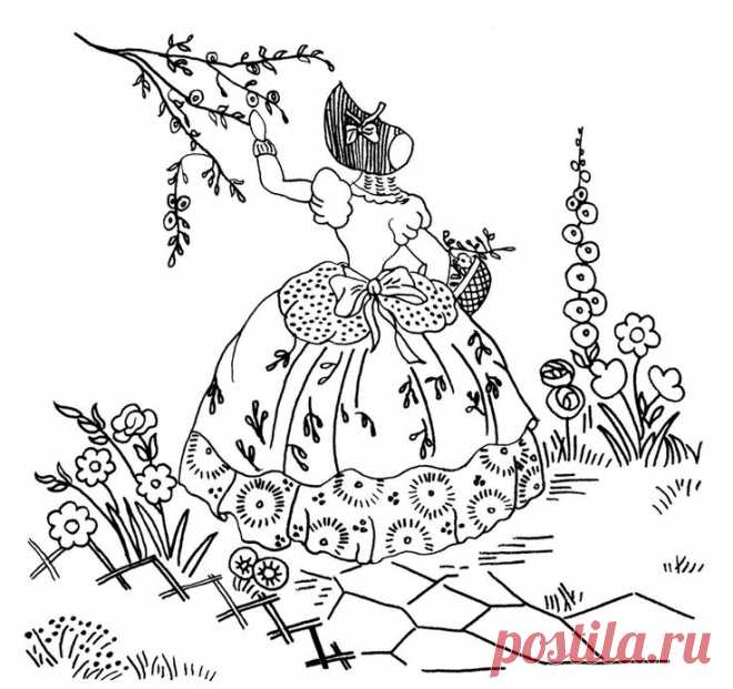 Старинные шаблоны для вышивки Леди 2