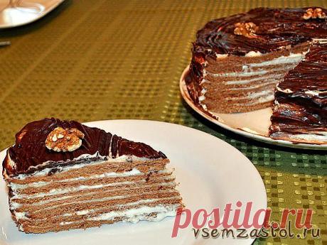 Шоколадно-медовый торт с орехами » Всем За Стол!