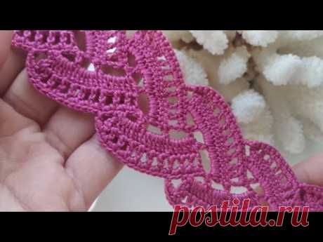 Узор крючком "Сердечки" для начинающих/ Ленточное кружево/Crochet Lace/