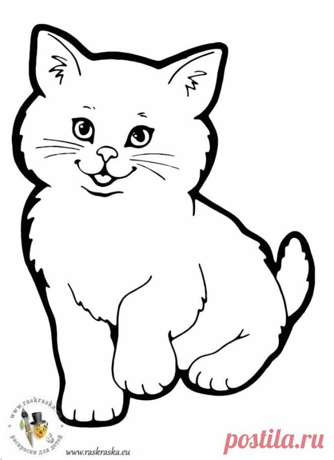 Рисунок раскраска котёнок