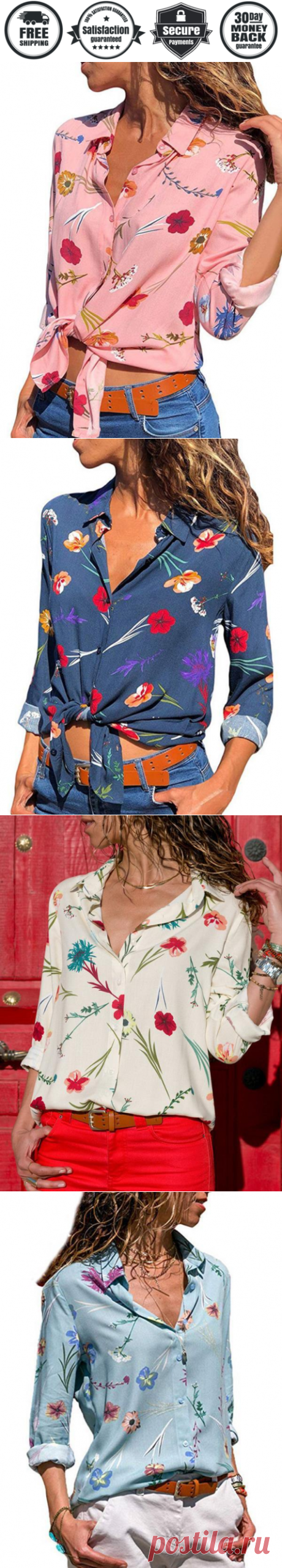Women Fashion Printed Long sleeve blouses - Cicicloth