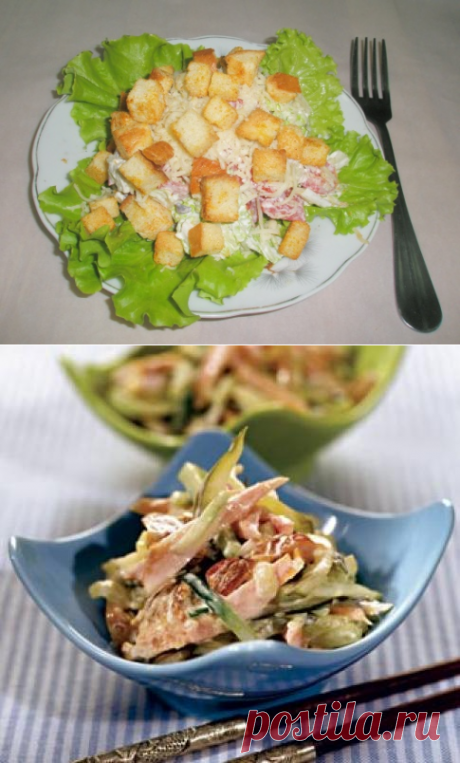 Подборка вкуснейших салатов с копченой курицей.