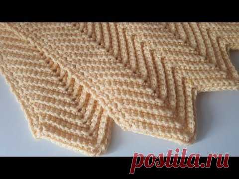 Вяжем плед крючком узором Зигзаг мк. Вязание крючком / Crochet blanket #Shorts