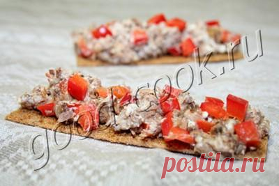 Бутербродная масса из тунца с творогом, сыром и болгарским перцем, рецепт приготовления