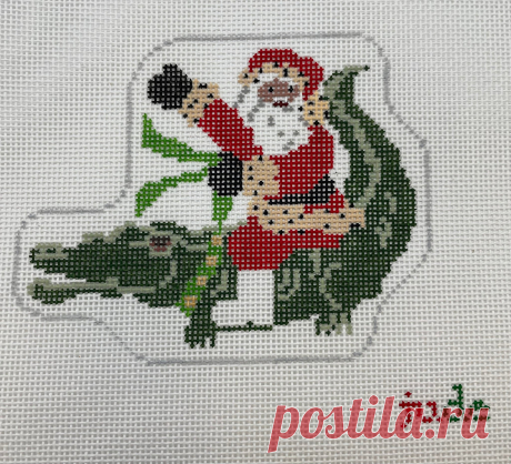 Papá Noel montado en un caimán – Aguja NOLA