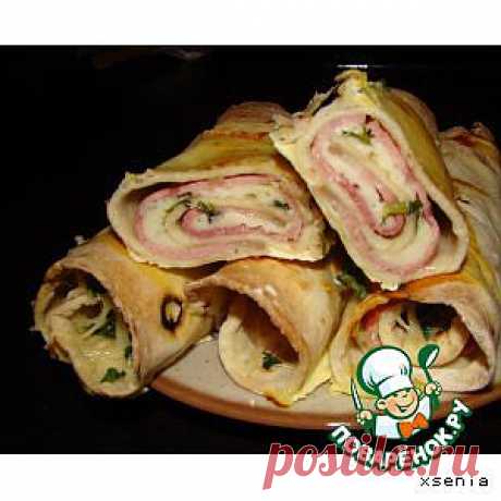 Рулетики из лаваша с ветчиной, курицей и сыром - кулинарный рецепт