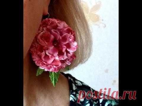 Сережки "Цветы лета".Вышивка лентами. Ч1. Earrings "Flowers of Summer". Embroidery ribbons. P1