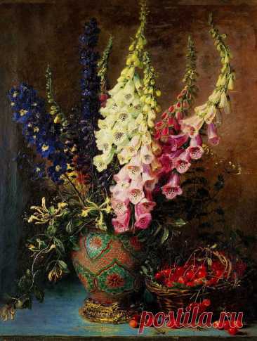 Алексис Крейдер (Alexis Kreyder, 1839-1912) - французский художник.

"Букет с наперстянкой и корзина с вишнями"