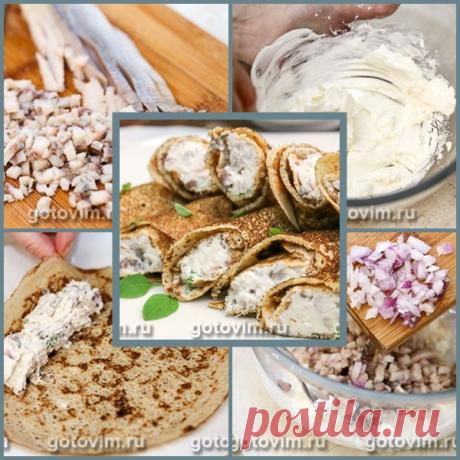 Блины с селедкой и сливочным сыром