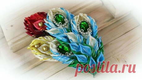 Посмотрите, как Вам такие пёрышки из узких лент ? Брошь своими руками / diy satin ribbon brooch | Мои идеи для Вас | Дзен
