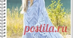 Ажурное пончо спицами с бахромой  Как связать ажурное пончо спицами, схемы и описание вязания