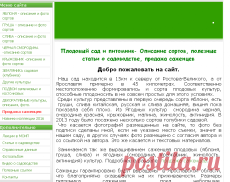 Плодовый сад и питомник - Продажа саженцев, описание сортов, статьи