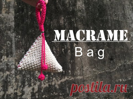 [Eng sub]마크라메 가방 / DIY Macrame Bag -#7 - YouTube хлопковый шнур 4мм 0 180см.х44; 8мм - 200см.х2;  одна сторона 20 см.; молния 26см.