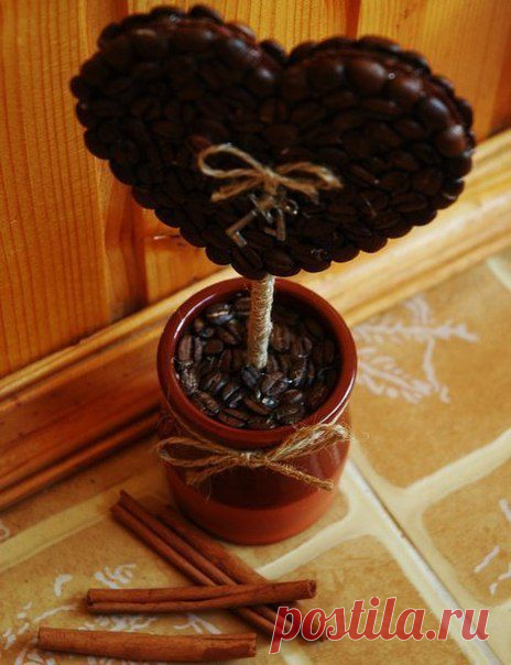 Кофейное дерево в форме сердца своими руками.