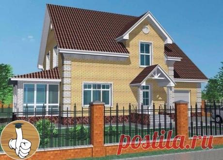 Проeкт двухэтажного загородного дома с гаражом.