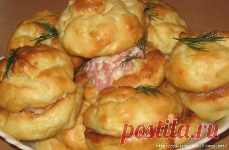 Картофельные профитроли с сырно-ветчинной начинкой &amp;raquo; Кулинарные рецепты
