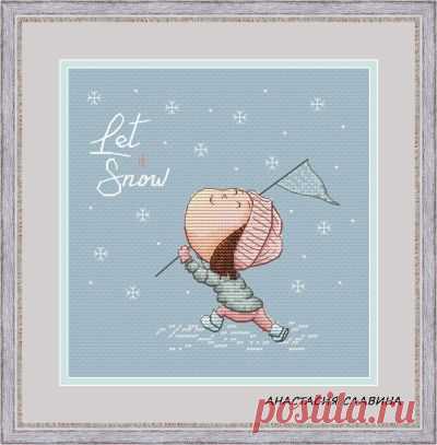 схема для вышивки крестом Let it snow (брюнетка и блондинка)