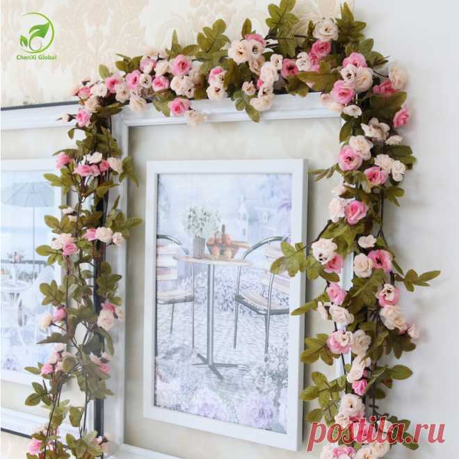 artificial flowers Picture - More Detailed Picture about 230 см Свадебные украшения поддельные шелковых роз Плющ Искусственные цветы с зелеными листьями висит гирлянда для Домашний Декор оптовая продажа Picture in Декоративные цветы и венки from Home Art Decor | Aliexpress.com | Alibaba Group