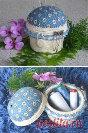 Шкатулка – игольница крючком.