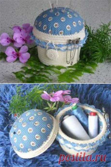 Шкатулка – игольница крючком.
