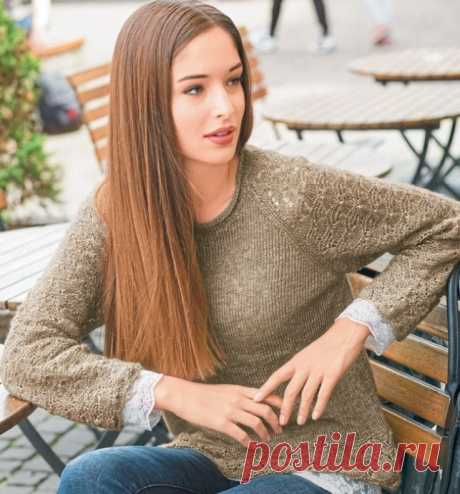 Джемпер с ажурными рукавами реглан
