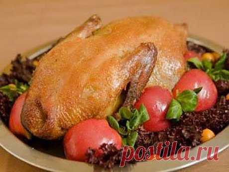 Утка с яблоками и рисом