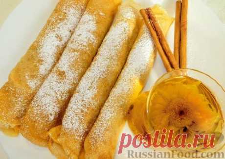 Рецепт: Блины на кефире, с яблочной начинкой на RussianFood.com