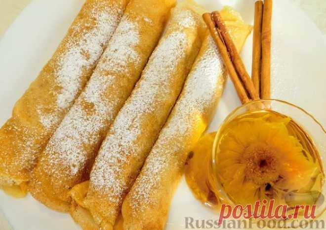 Рецепт: Блины на кефире, с яблочной начинкой на RussianFood.com