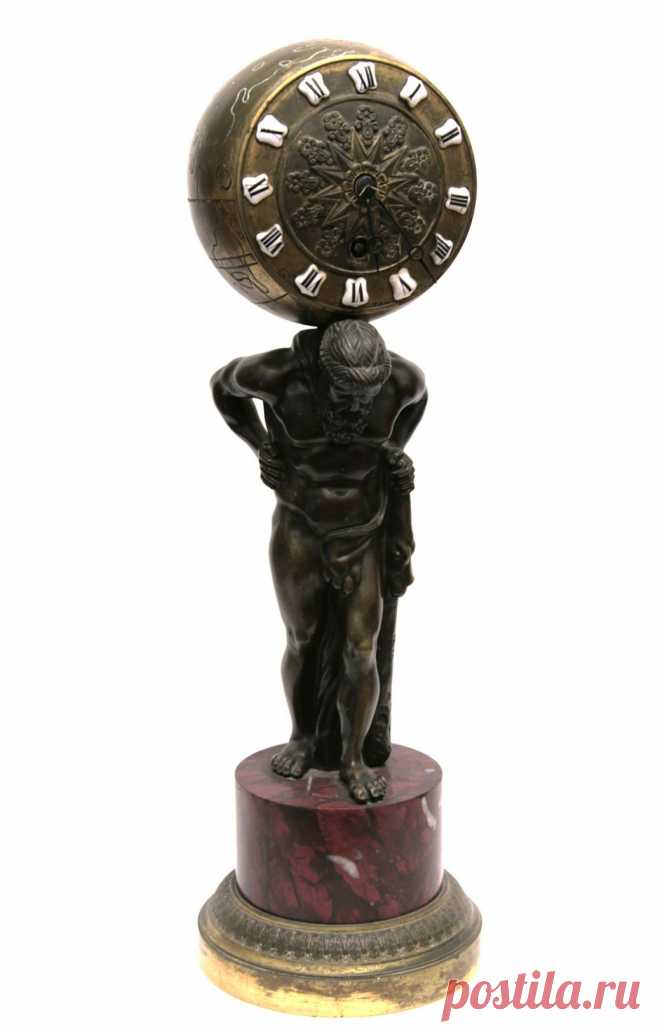 Старинные каминные часы "Атлант" | Русская Антикварная Галерея