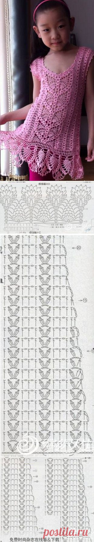Ажурное платье для девочки крючком