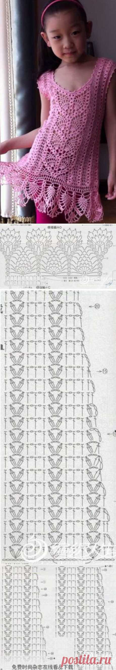 Ажурное платье для девочки крючком