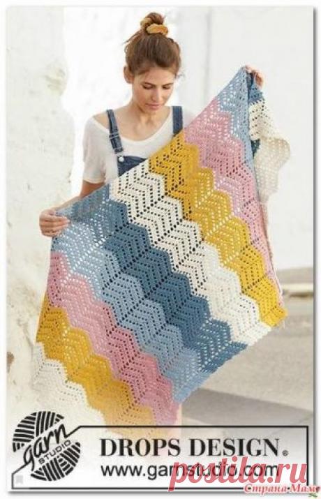 . Радужный плед крючком от Дропс Дизайн описание на английском языке https://www.garnstudio.com/