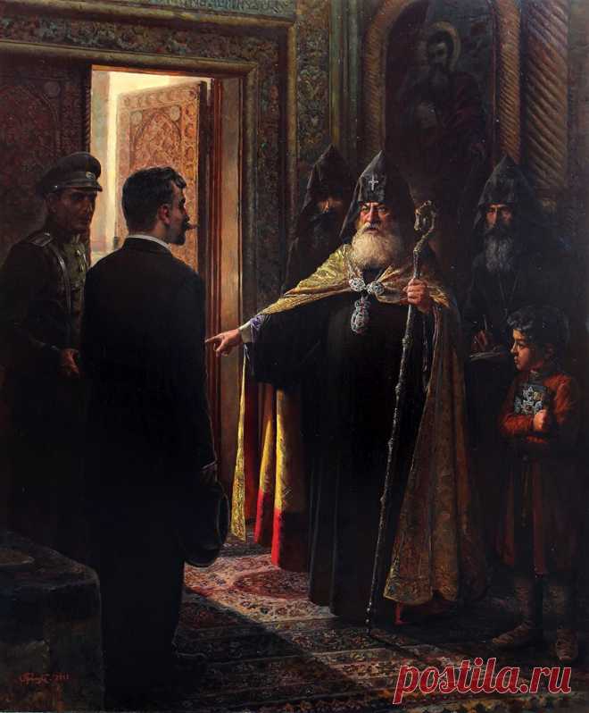 «ՎԵՐՋ ԳՈՂԳՈԹԱՅԻՆ. ՀԱՂԹՈՒԹՅՈՒՆ» - 🇦🇲️
180 x 150

1918-ին Գևորգ Ե Սուրենյանց կաթողիկոսին Արամ Մանուկյանը առաջարկում է անվտանգության համար տեղափոխվել Մայր Աթոռից։ Կաթողիկոսը պատասխանում է կտրուկ մերժողական. «Եթե հայկական ուժերն ի վիճակի չեն պաշտպանելու այս սրբազան վայրը, ապա ես ինքս կանեմ դա, և հոգ չէ, թե կզոհվեմ հազարամյա տաճարի շեմին»: