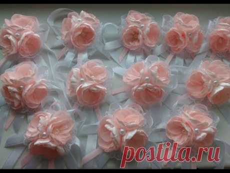 Браслеты для подружек невесты из лент Канзаши МК / Bracelets for the bridesmaids and the ribbon