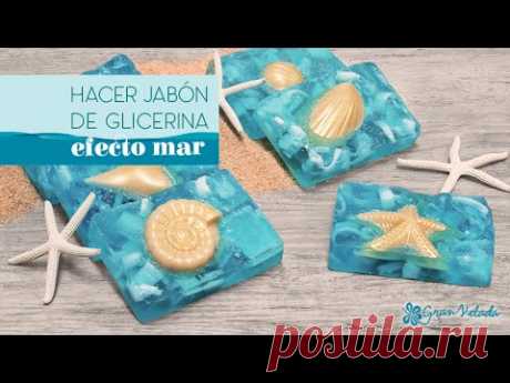 Hacer jabon de glicerina efecto Mar