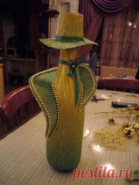 КРАСИВО ОФОРМЛЯЕМ БУТЫЛКУ.ФОТО МАСТЕР-КЛАСС
