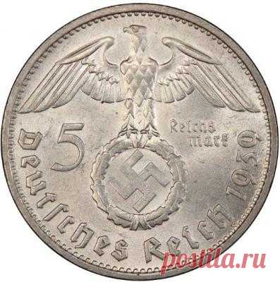 Цена монеты 5 рейхсмарок (reichsmark) 1939 года: стоимость по аукционам с описанием и фото.