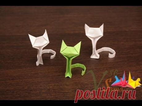 Оригами - кошечка (Origami - the cat) - YouTube